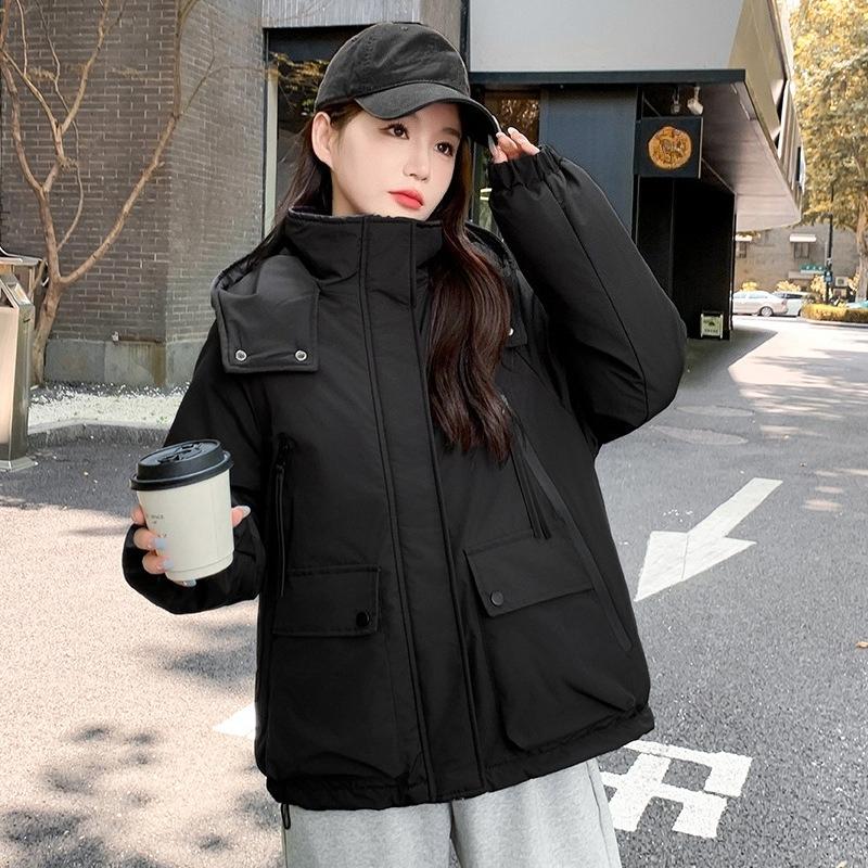 

Женская плюшевая утолщенная куртка на молнии, повседневная свободная уличная куртка для альпинизма, толстовки с капюшоном XXL чёрный