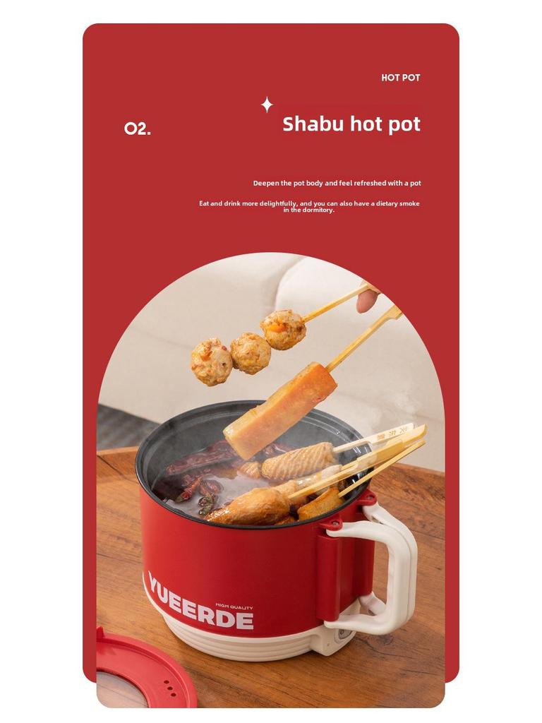 Portable Electric Non-Stick Cooking Pot and Frying Pan for Dorms