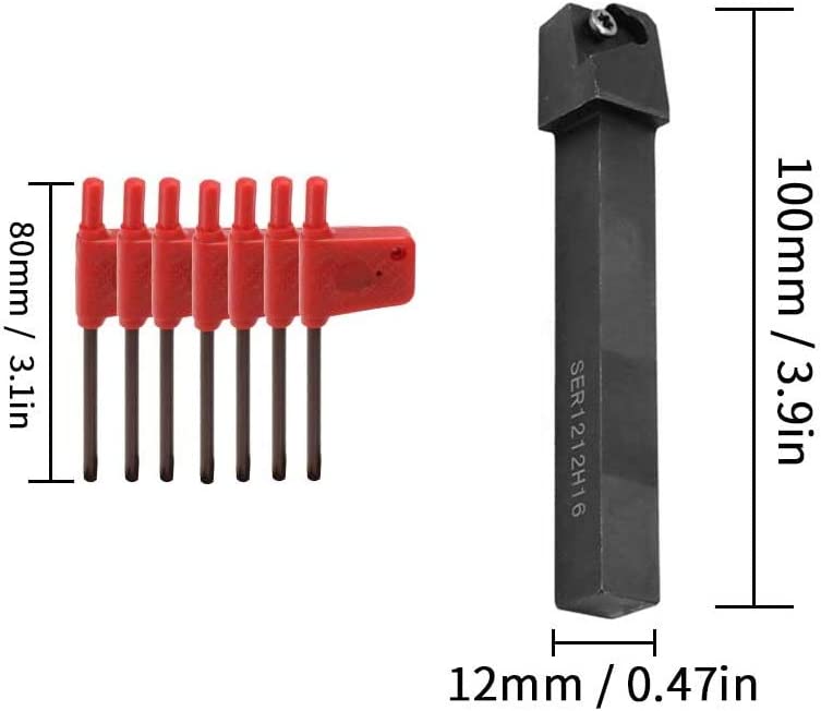 Turning Tool 12mm Shank Lathe Turning Tool Holder Boring Bar Lathe Tool Lathe Cutter CNC Metal Turning Rod Holders and Inserts