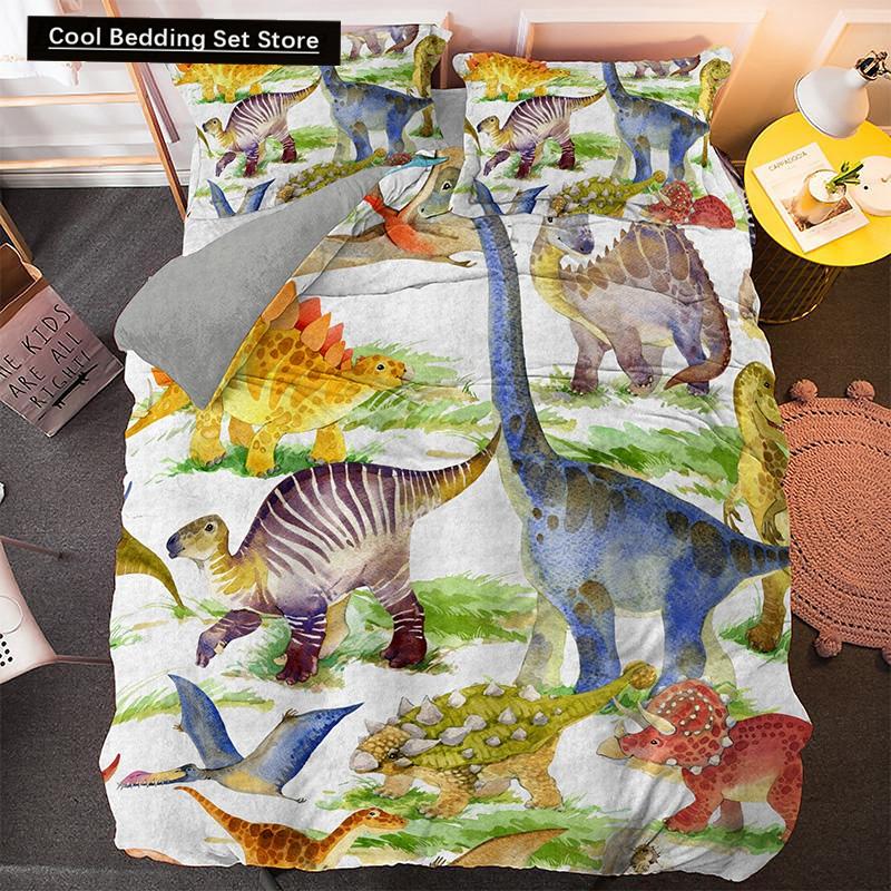

Комплект постельного белья с изображением динозавра, двуспальная кровать, двуспальная кровать, пододеяльник с изображением животных, наволочка из полиэстера, 2/3 шт. EU single(135x200cm)
