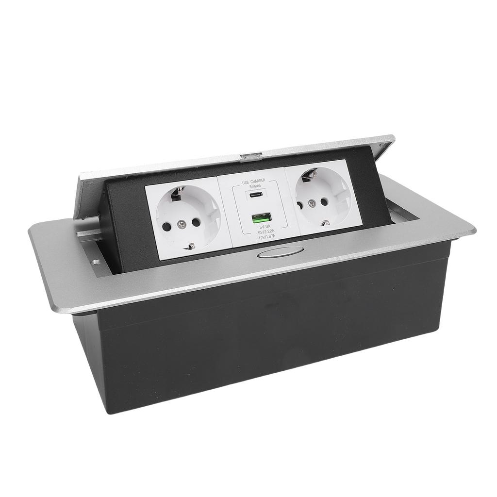 Recessed Power Strip, Integrated Retractable Socket for Worktop, 20W, USB Fast, Rainproof, for Home Worktop