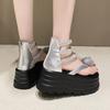 Fashion 8CM New Summer High Platform Women Sandals Wedges Bling Rhinestone Shoe Fashion Outside Chunky Sandals Beach Casual Slides Woman