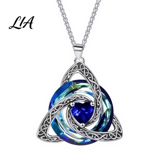 Gedenkschmuck Geschenk Keltischer Knoten Geburtsstein Halskette für Damen, Zirkonia Anhänger Halskette, Klassischer Irischer Schmuck, Für Sie Ehefrau Freundin