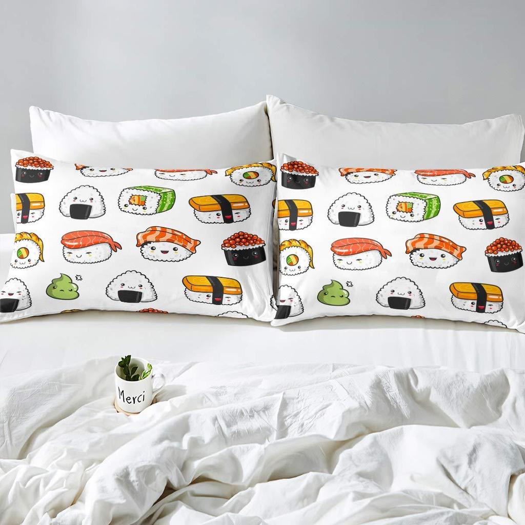 Sushi Pattern Three-Piece Quilt Cover 3D Digital Printing Bedding Set Bed Cover