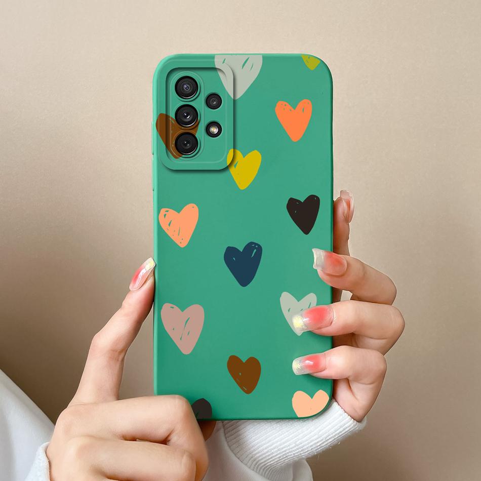 For Samsung Galaxy A72 Phone Case Love Heart Soft Liquid Silicone Camera Protection Back Cover For Samsung A 72 4G 5G Funda Capa