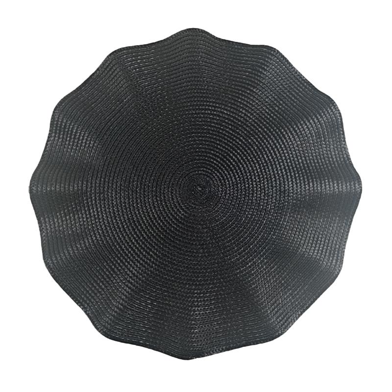 

4 или 6 шт. Круглый плетеный плейсмат ПВХ изоляционная подкладка Кромка с фестонами Настольная подставка под чашку с гофрированным краем Нескользящие коврики для обеденного стола 4PCS