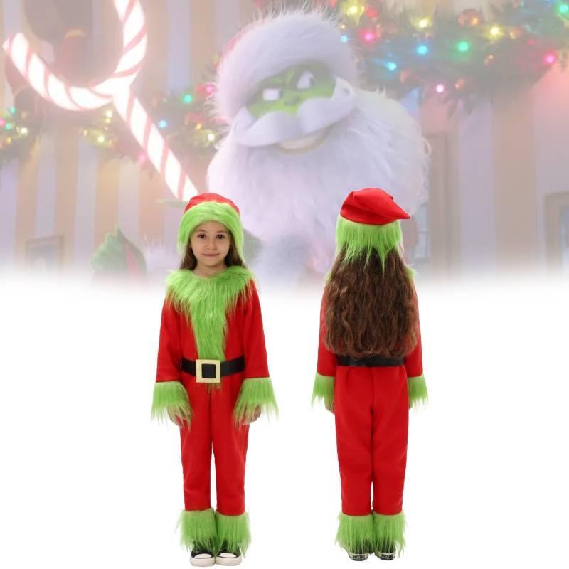 Adorable Christmas Grinch Costume For Kids In Soft Polyester For Festive Celebrations
