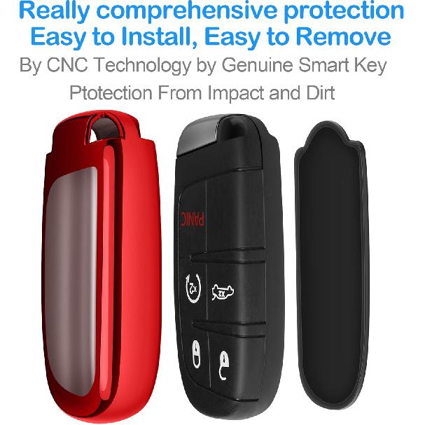 Tukellen For Jeep Dodge Key Fob Cover Premium Soft Full Protection Key Case Shell Compatible With Jeep Grand Cherokee Wrangler Compass Cherokee