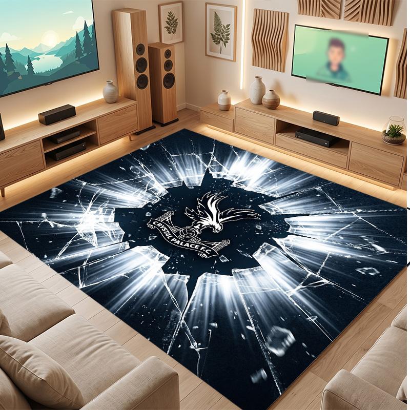 Tappeto in Velluto di Cristallo con Stampa del Crystal Palace Football, Comodo Assorbente d'Acqua Antiscivolo Tappeto per Pavimenti Interni