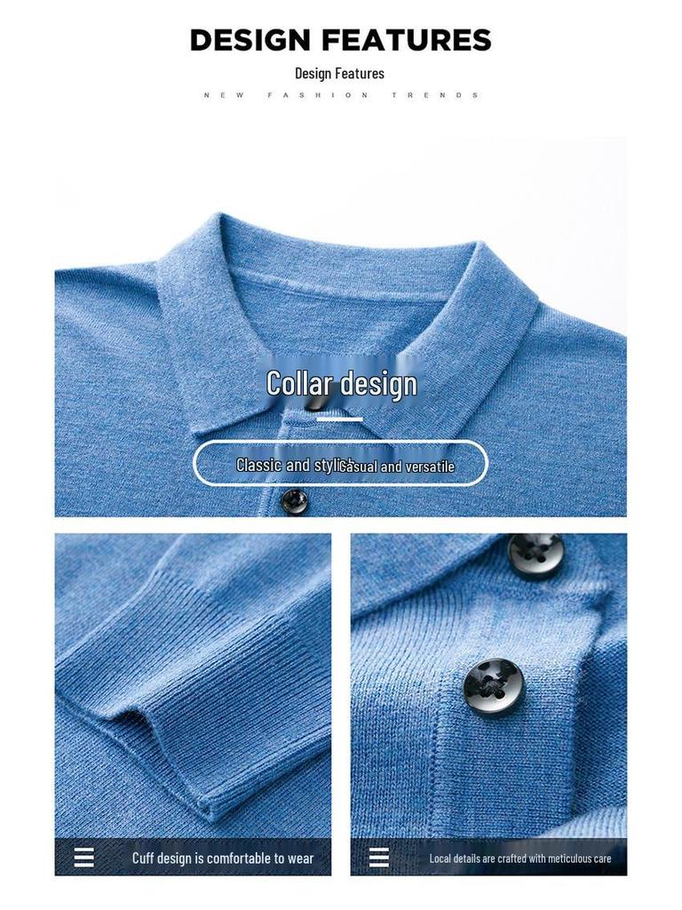 Men's Thickened Silk Wool Knit Pullover Sweater - Round Neck, Plain Color, Autumn/Winter Casual Lapel Cardigan.