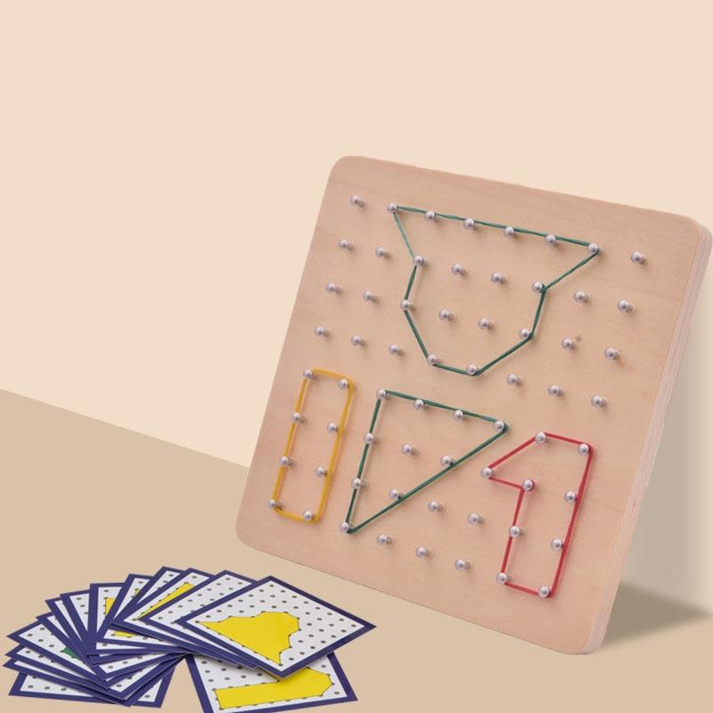 Montessori Geometry Math Teaching Aids For Children Shape Pegboard Puzzle Game Early Childhood Educational Wooden Toys Gifts