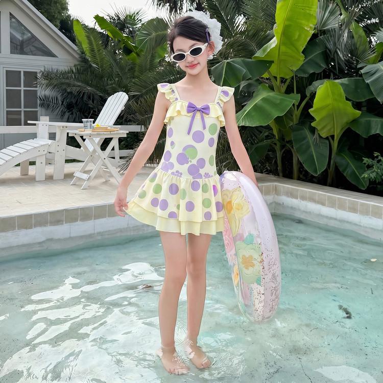 Girls' Sports Swimsuit with Princess Skirt Style