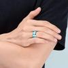 Fashion 8mm Men Stainless Steel Rings Inlay Blue turquoise Rings For Men Women Wedding Engagement Band Jewelry Gift