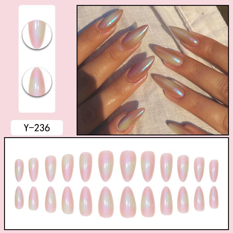 Pre-made Press-On Nails With Gradient Line Design Minimalist INS Style False Nail Tips Women