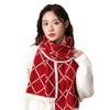 Red plaid scarf women's autumn and winter high-end sense versatile Christmas birthday gift new wool knitted scarf