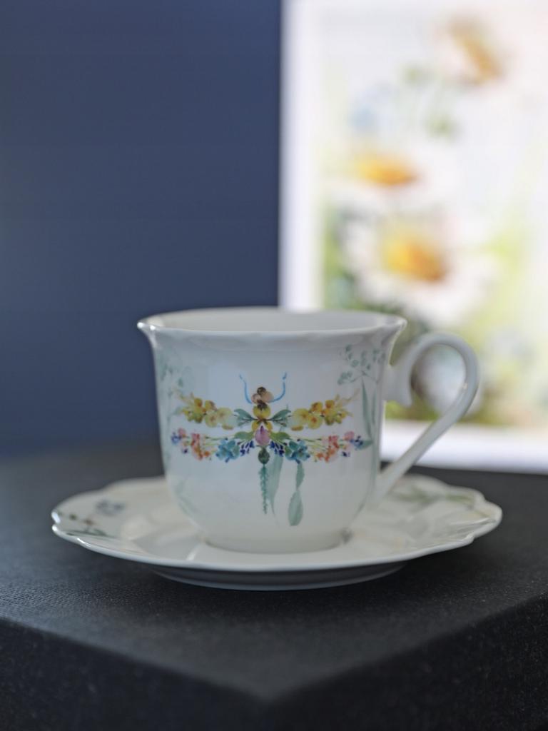 220ml CUP WITH SAUCER FOR TEA COFFEE SET OF 6 PAPILLON AS A GIFT