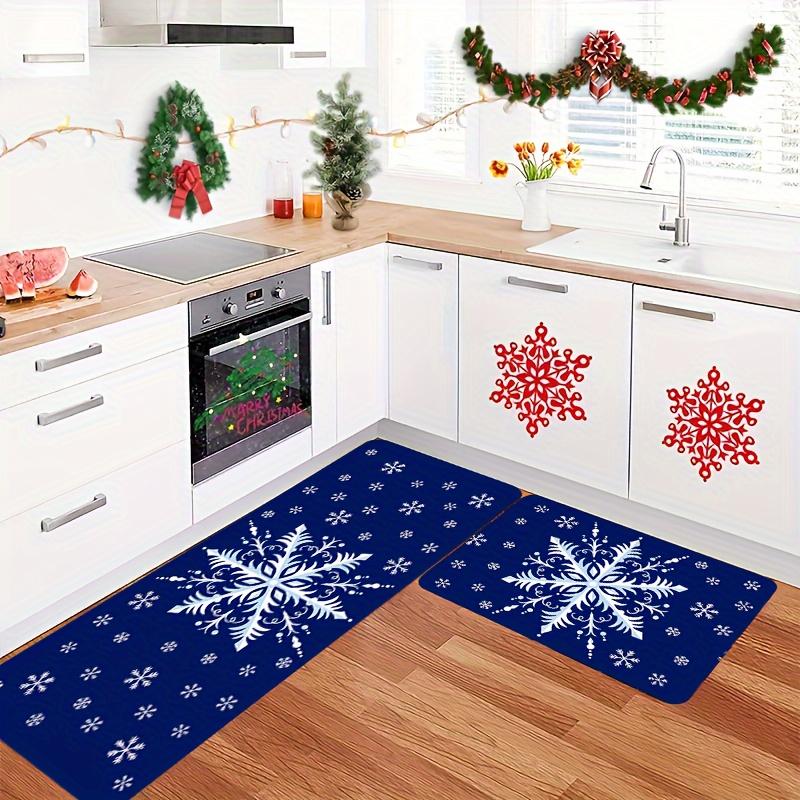 1 ks protiúnavové kuchyňské koberce s vánočním potiskem sněhových vloček, vodotěsné, protiskluzové, silné polstrované kuchyňské rohože, odolné, pohodlné, stojící, do kuchyně