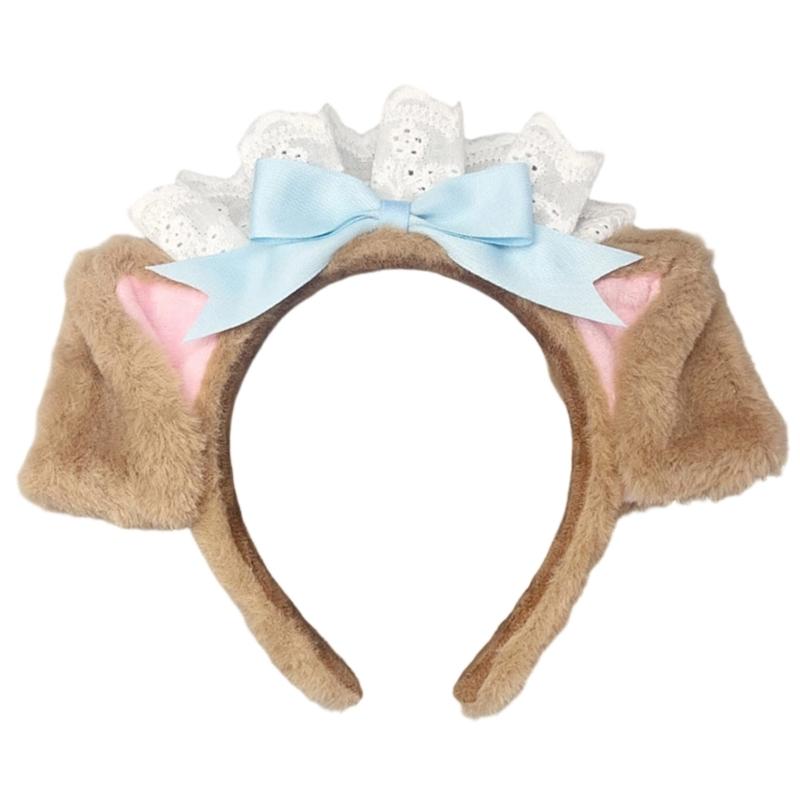 Sweet Maid Hair Hoop Dog Ear Plush Headdress For Cosplay Costume Parties Daily Lovely Hair Decoration