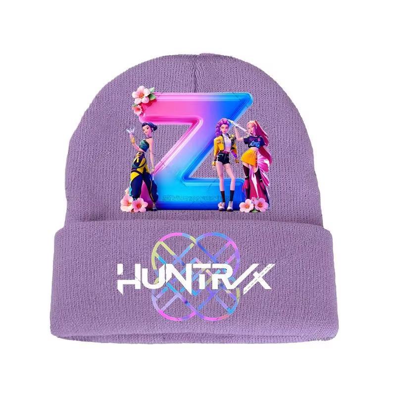 Kpop Loveci Démonů Pletená Čepice Sada Rukavic Kreslená Dívka Roztomilá Pletená Čepice Anime Módní Rukavice Dětské Zimní Teplé Doplňky Dárek