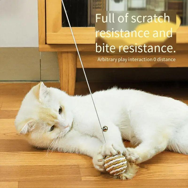 Interactive Cat Toys Set for Indoor Cats Wooden Wand with Bell Feather Sisal Mouse Balls Chew Rope Kitten Chase Exercise Play Pet Supplies