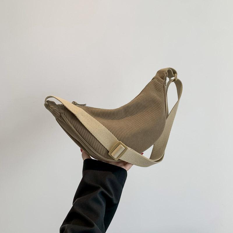 Corduroy Shoulder Bag for Women | Lightweight Solid Color Travel Purse | Casual Fashion Crossbody Tote | Simple Daily Handbag