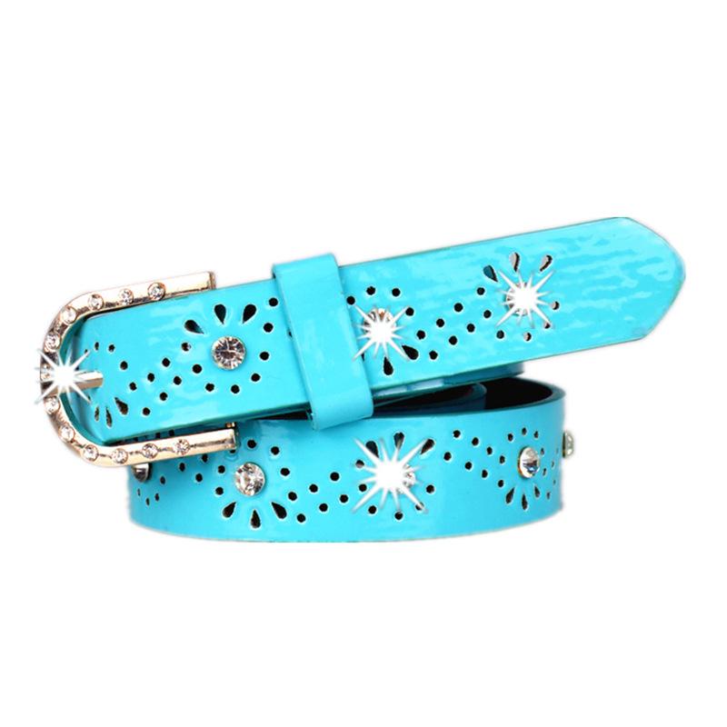 Женский пояс, инкрустированный стразами, пояс для юбки, универсальный модный молодежный пояс 110cm небесно-голубой