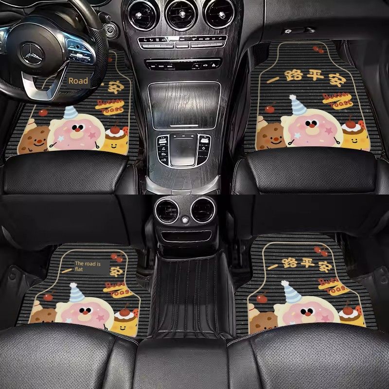 Cute Cartoon-Style Car Floor Mats, Dirt-Resistant and Soil-Scraping Resistant, Universal and Customizable Diatomaceous Earth One-Piece Car Carpet Mats