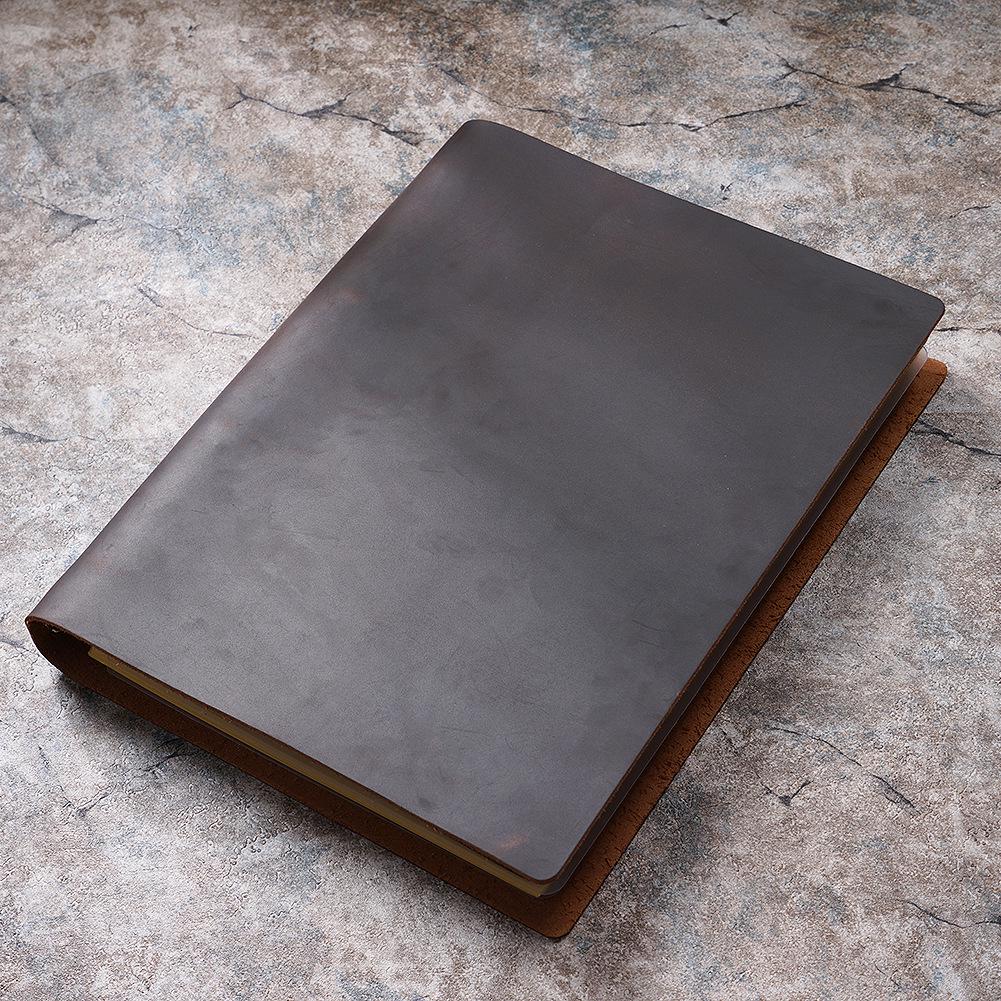 Handcrafted A5 Ring Binder Cowhide Leather Sketchbook - Refillable 