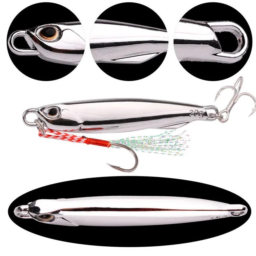 5 Pieces Metal Silver-Plated Fishing Lures (10g,15g,20g) - Sea Fishing Bait, Saltwater Bass Tackle