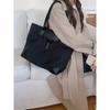 Tote bag female, Japanese and Korean large-capacity handbag contrasting color nylon canvas commuter shoulder bag Japanese and Korean style