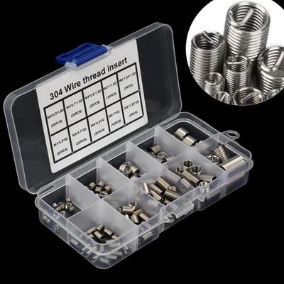 150pcs 7 Sizes Thread Repairing Tool M3-8 304 Stainless Steel Thread Repair Kits Silver Spark Plug Repair Wire Insert Screws