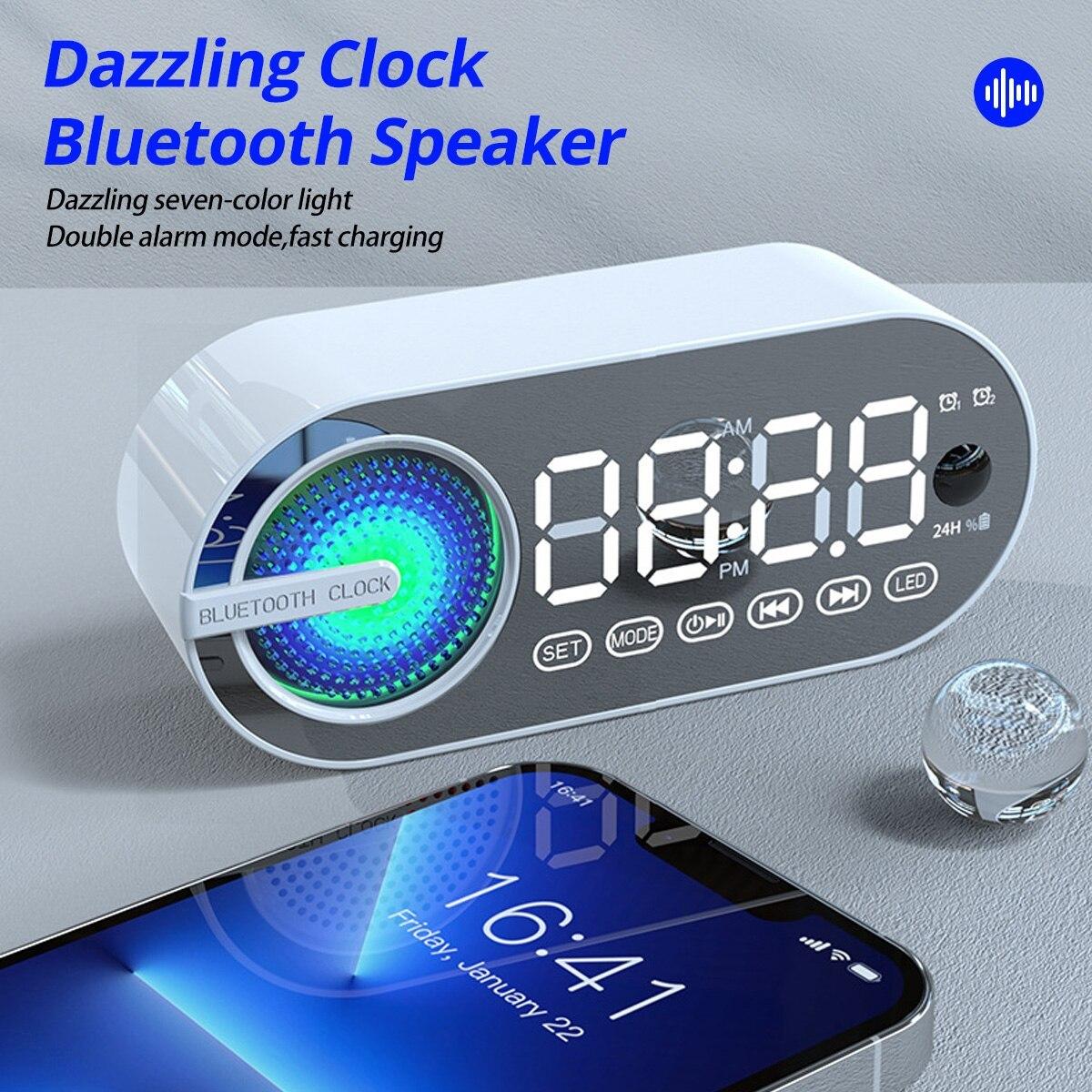 

Беспроводной тихий Bluetooth-динамик с будильником RGB TWS USB LED Зеркальные цифровые часы FM с большим дисплеем для гостиной и офиса