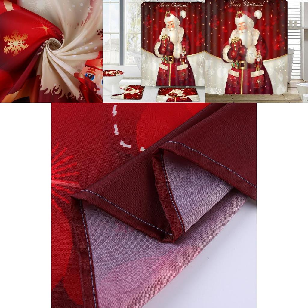 1 st Jul Duschdraperi Med Premiumkvalitet Vattentätt Jultomtemönster