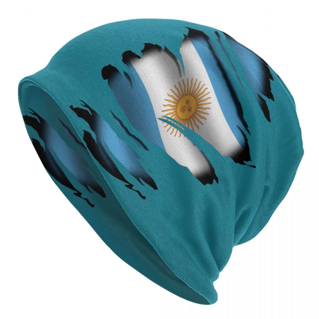 Argentinien zerrissene Flagge Tattoo Skullies Beanies Caps Streetwear Winter warme Strickmütze Unisex Erwachsene argentinische stolze Motorhaube Hüte