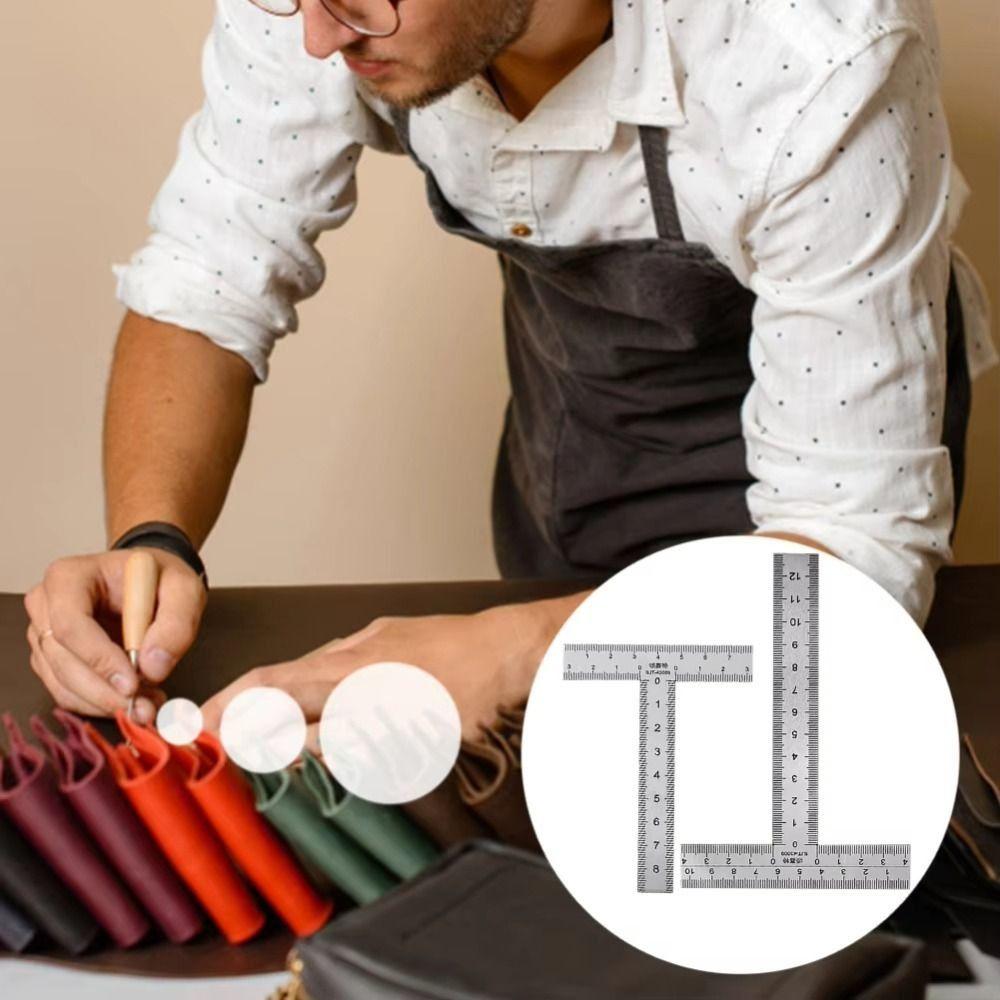 סרגל זווית ישרה מפלדת אל-חלד כלי מדידה סרגל מסגור מיני סרגל בצורת T בנייה