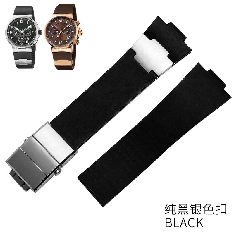 Rubber wristwatch strap silicone wristwatch strap with Ulysse Nardin blue black brown 25 * 12mm  men  tools watchband 22-20mm