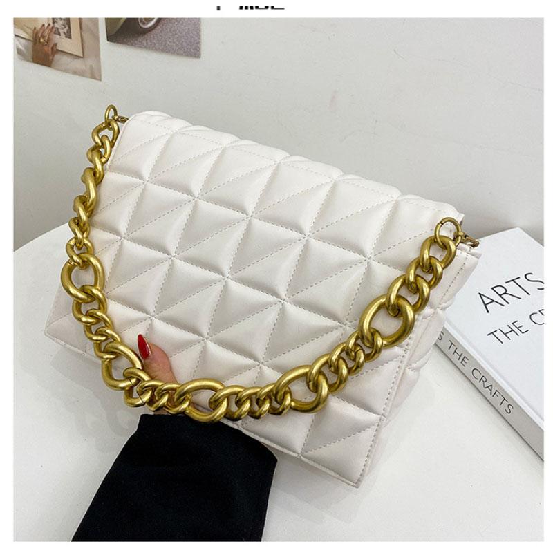 Soft Gold Metal Chain Pu Leather Armpit Retro Shoulder Small Square Bag Top Quality Luxury Brand Crossbody Bag For Woman