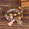 Bohemian Multi-Layer Wooden Bead Elastic Bracelet