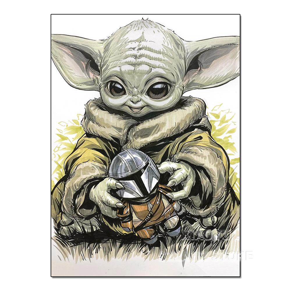 Diamond Painting Yoda Rhinestone Picture Cartoon Full Round Drill Mosaic Embroidery Mandalorian Home Decor Gift