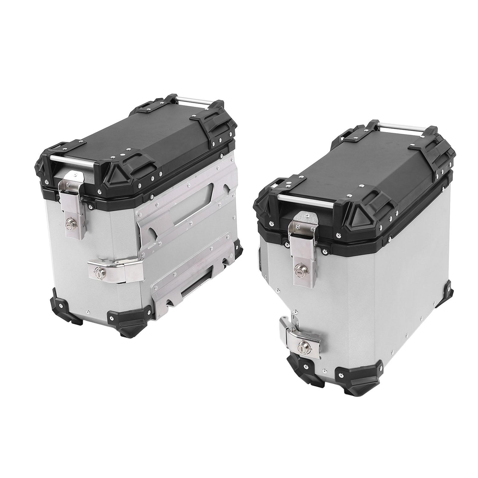 

38L Motorcycle Side Case with Lock and Handle Left Right Water Resistant Quick Release Side Storage Carrier for Helmet серебряный