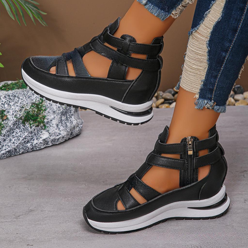 Letní Nové Dámské Platformové Sandály - Prodyšné Boty na Klínku s Otevřenou Špičkou a Kouzelným Páskem, Nadměrná Velikost 43, Pohodlná Silná Podrážka pro Ženy