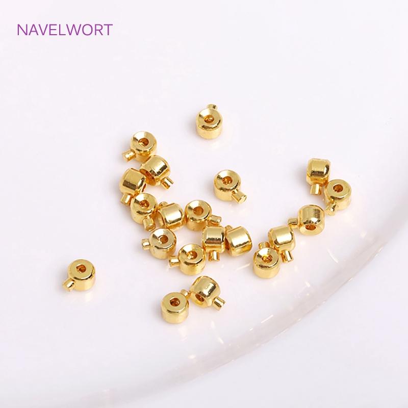 Wholesale 10pcs/20pcs Crimp & End Beads DIY Jewelry Accessories 14k/18K Gold Plating Beading Cord Stopper End Beads Fastener