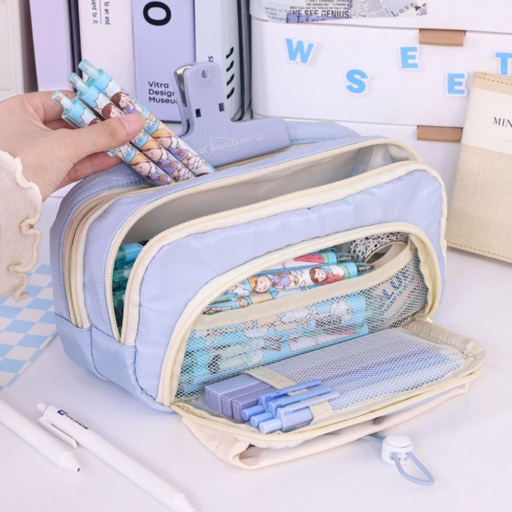 

Пятислойная сумка для хранения ручек Simplicity Zipper Pencil Pouch Canvas Case School Office фиолетовый