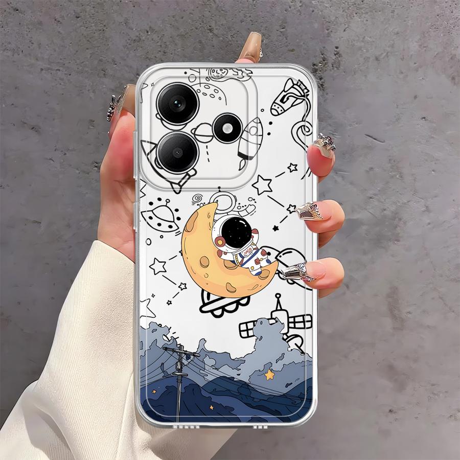 Cartoon Niedliche Astronauten Hülle für Xiaomi Redmi Note 14 Pro Plus 13C 14C A4 Note 13 11S 11 10S 9 10 12S 12 Weiche Handyhülle