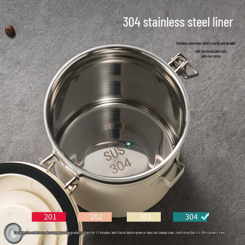 304 Stainless Steel Coffee Storage Can with Vent Valve, Sealed for Freshness
