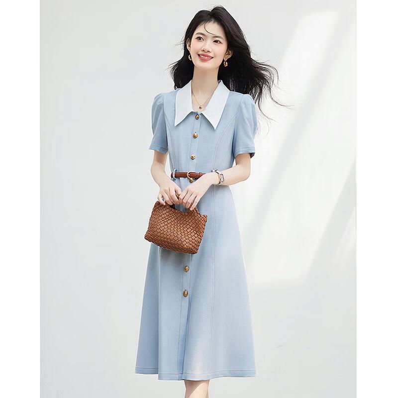 

Elegant Puff Sleeve A-Line Shirtdress L