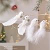 2Pcs Christmas Tree Pendant Bird Decoration White Foam Simulated Bird Pendant Artificial Handmade Christmas Home Decoration