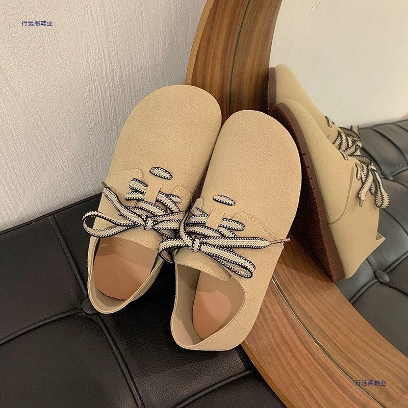 Retro autumn new lace-up casual single shoes flat-soled versatile soft sole