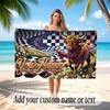 Floral Garden Theme Soft Beach Towel Personalized Custom Name Text Towel Portable for Beach Pool Travel
