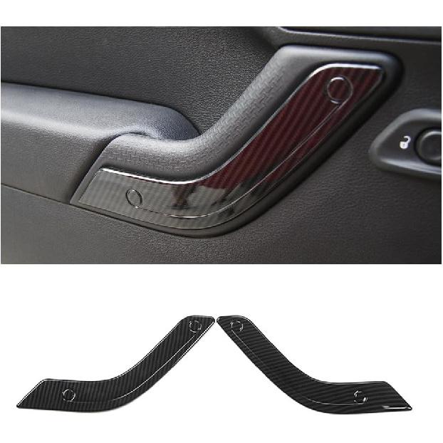 1Pair Interior Door Grab Handle Inserts Cover Trim Replacement 1RC72JAHAD 1RC72JAHAE Left Right Side for 2011-2018 Jeep Wrangler JK (Black)
